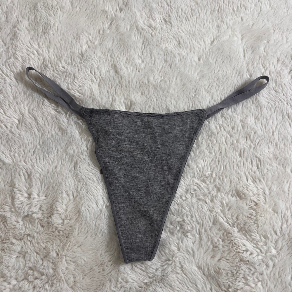SKIMS Cotton Jersey VString Thong Heather Grey Low Rise XS/TP/ECH NWOT New Women